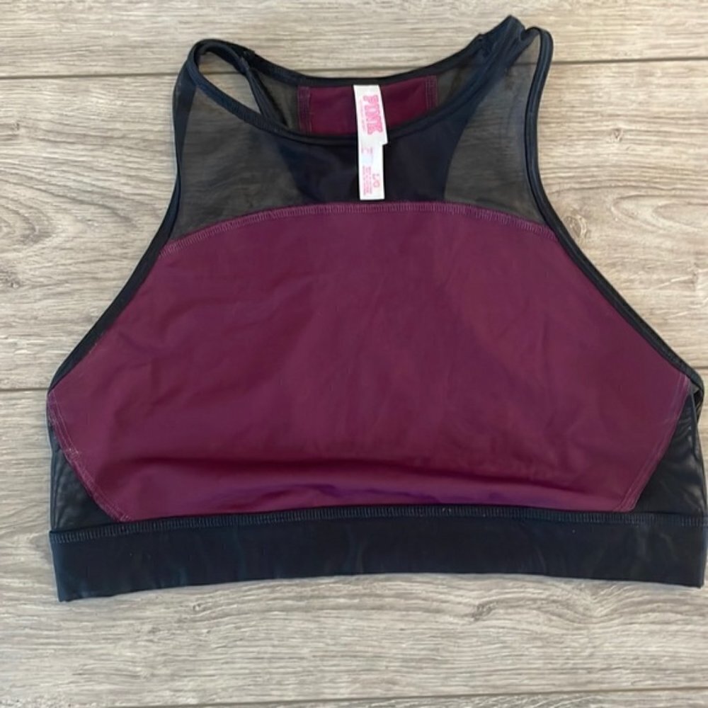 EC PINK by Victoria Secret “Haut Court” Sports Bra - Size L Purple / Bla…